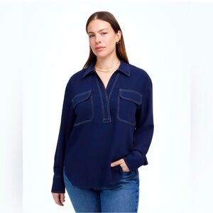 MADEWELL Contrast-stitch Popover shirt S